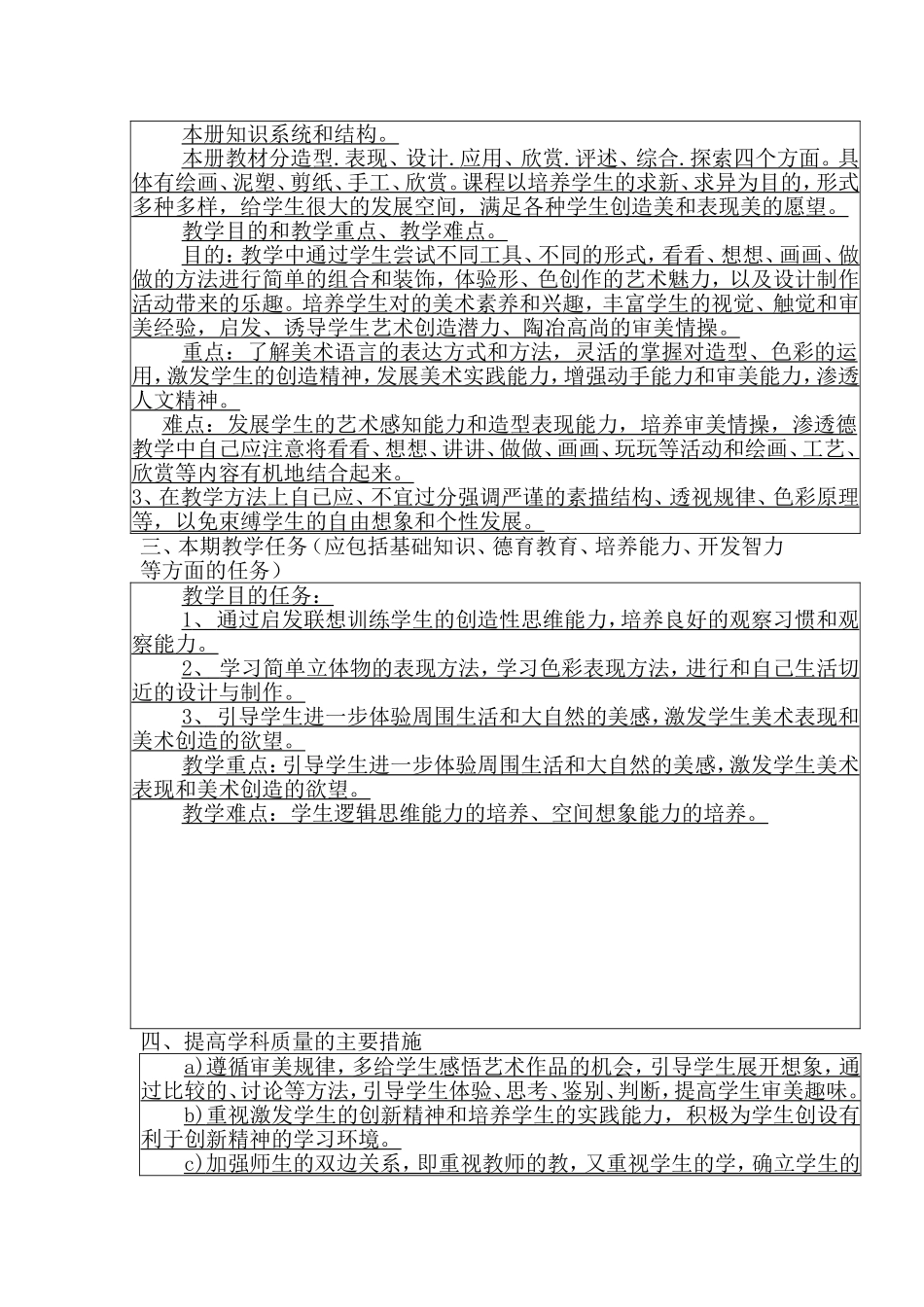 四年级美术学科教学计划_第2页