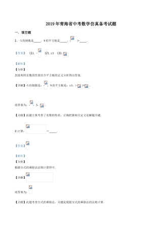 青海省中考数学仿真备考试题