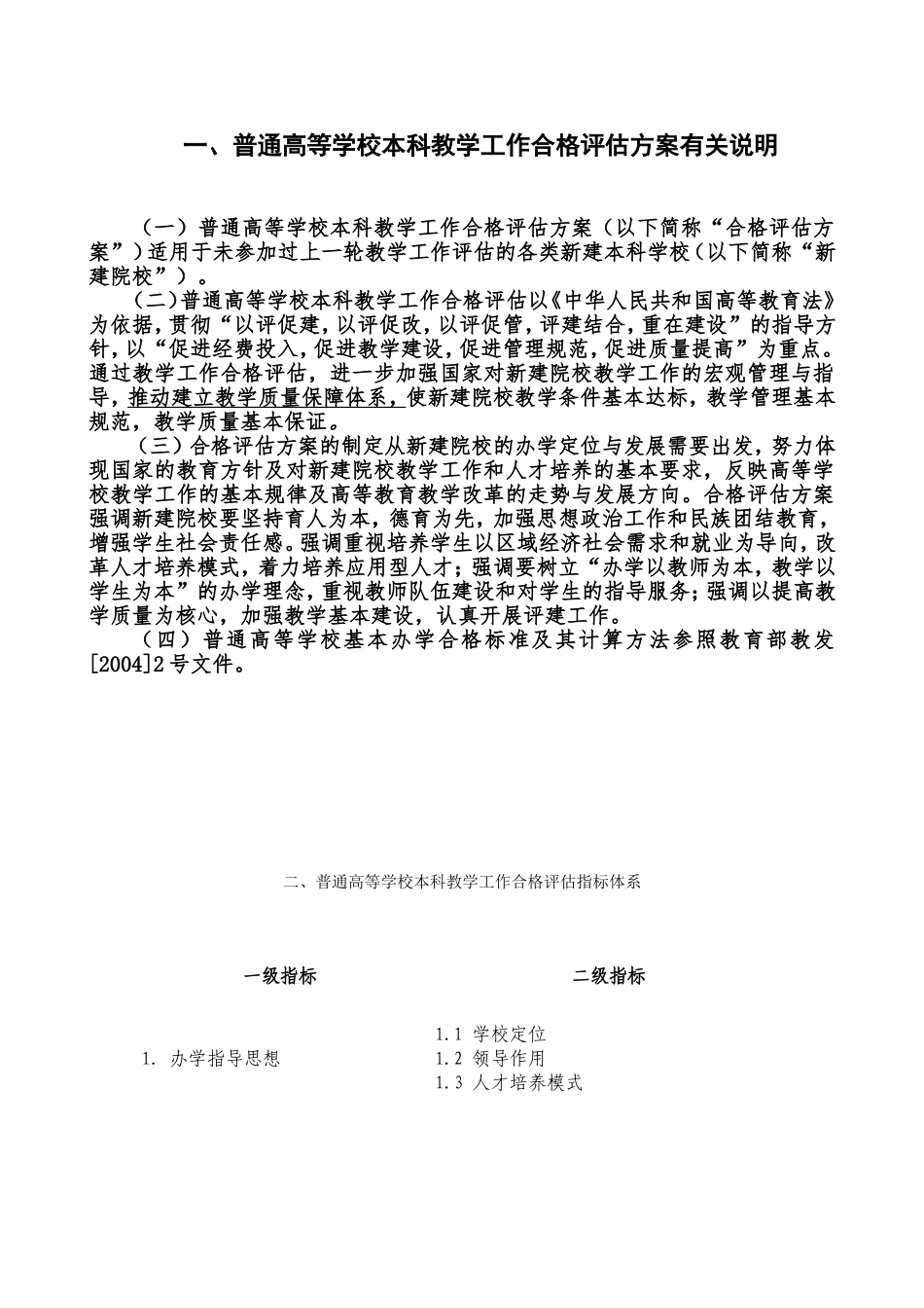 普通高等学校本科教学工作合格评估调研方案_第2页