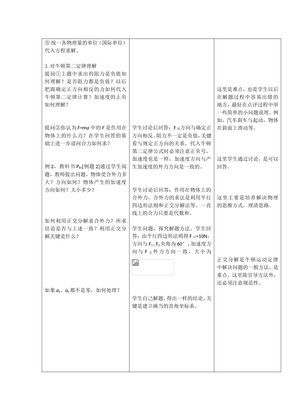 牛顿第二定律  教学设计_第3页