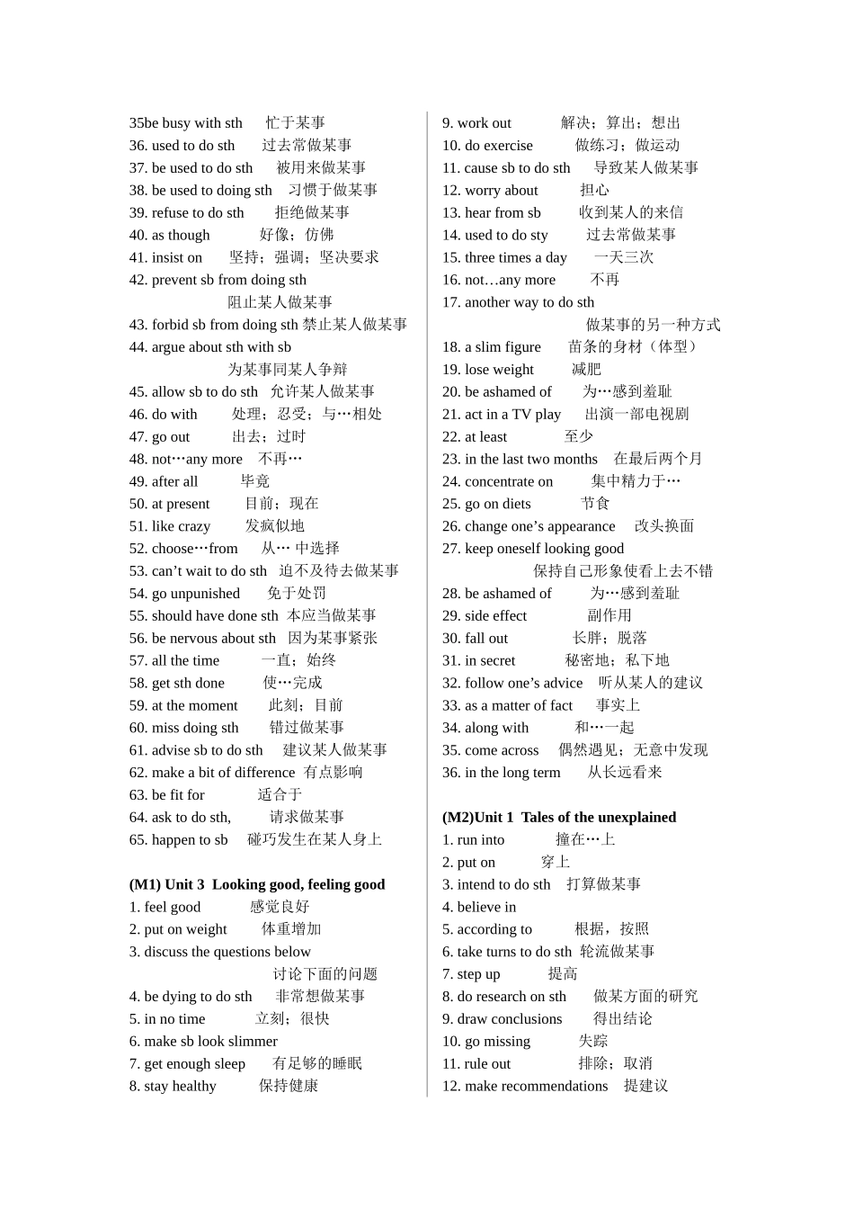 牛津高中英语短语汇编（M1-M11）_第2页