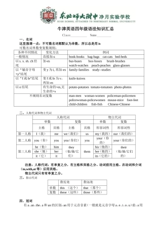 牛津英语四年级语法知识汇总