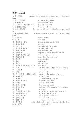 模块一unit1英语单词汇总