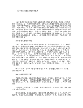 农村敬老院建设现状调研报告