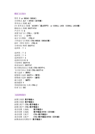 模拟飞行指令 飞行员操作指南 