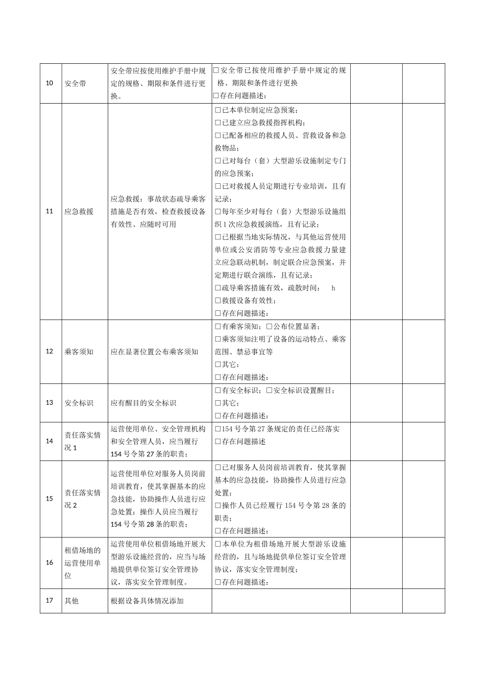 全国大型游乐设施使用单位安全隐患排查表_第2页