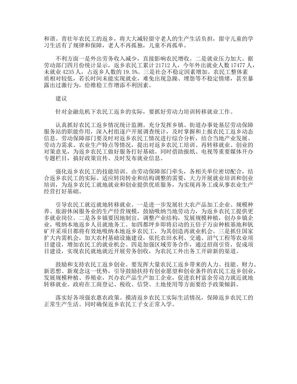 农民工返乡调利弊调研建议_第2页