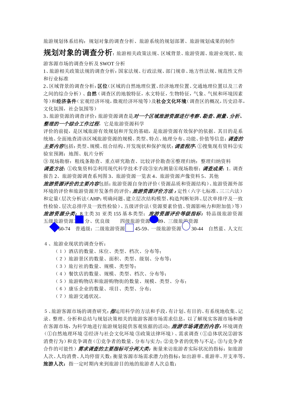 旅游规划体系结构：规划对象的调查分析、旅游系统的规划部署、旅游规划成果的制作_第1页