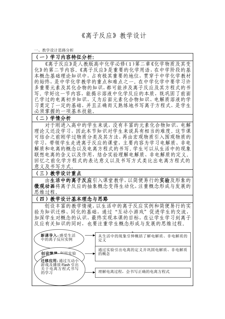 全国师范生教学技能大赛 《离子反应》教学设计_第1页