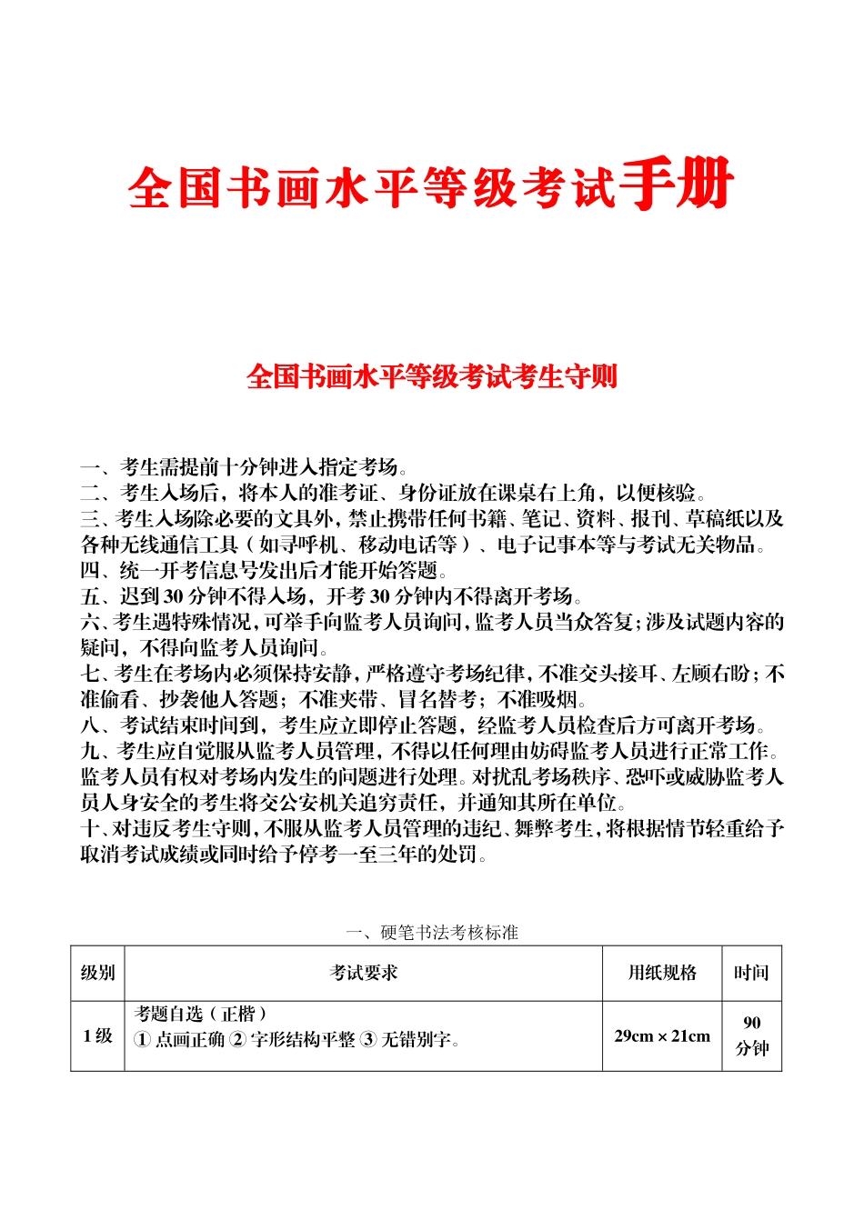 全国书画水平等级考试手册_第1页