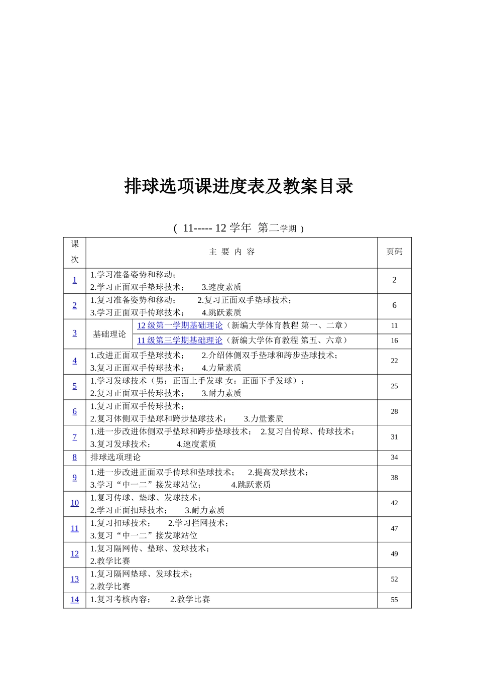 排球选项课进度表及教案目录_第1页