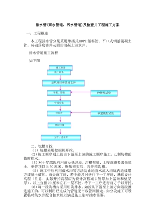 排水管(雨水管道，污水管道)及检查井工程施工方案