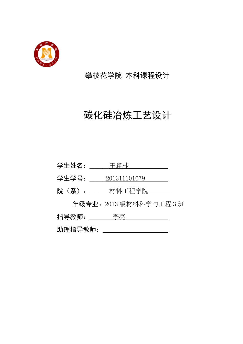 攀枝花学院本科课程设计_第1页