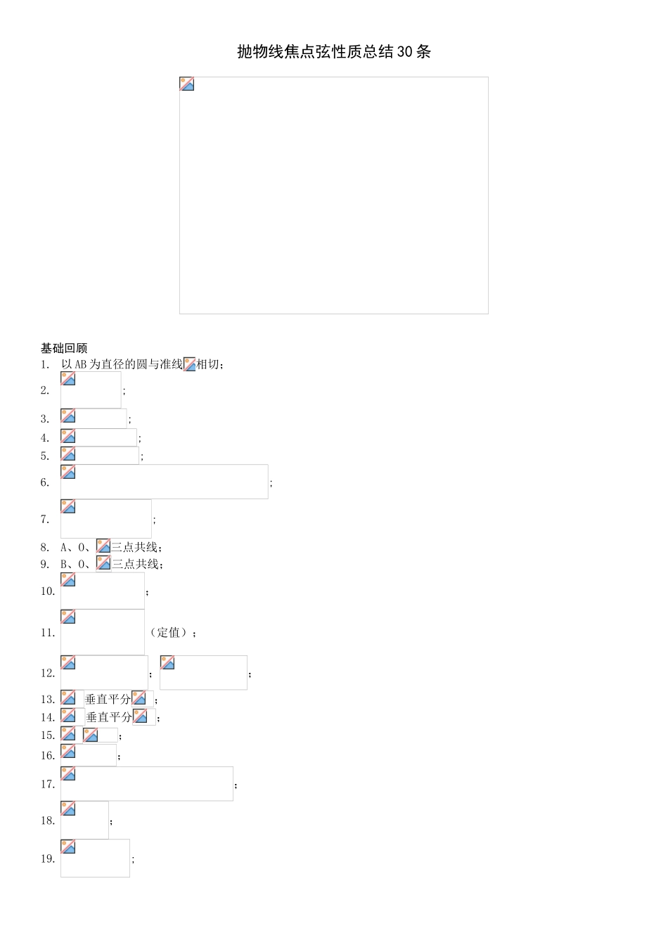 抛物线焦点弦性质总结30条_第1页