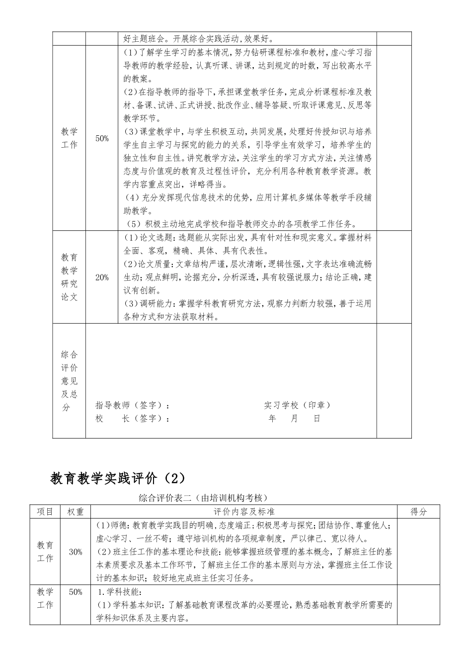 省教师资格认定教育教学实践评价手册_第3页