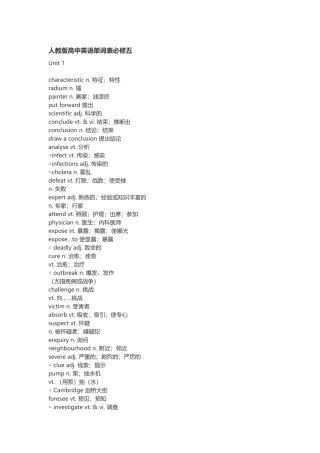 人教版高中英语单词表必修五