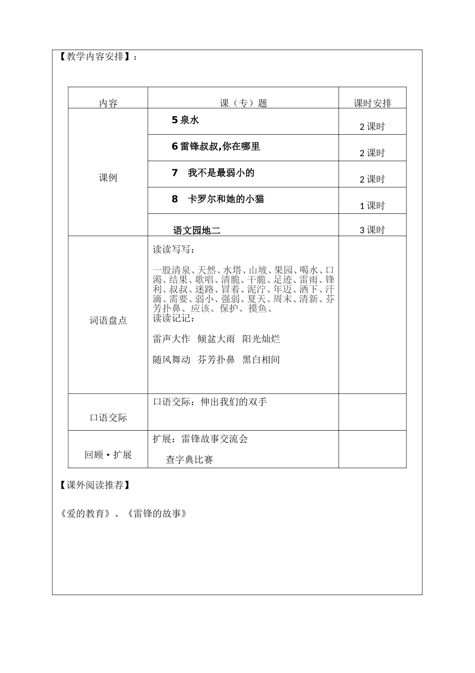 人教版小学语文二年级下册 第 二  单元集体备课记录表_第3页
