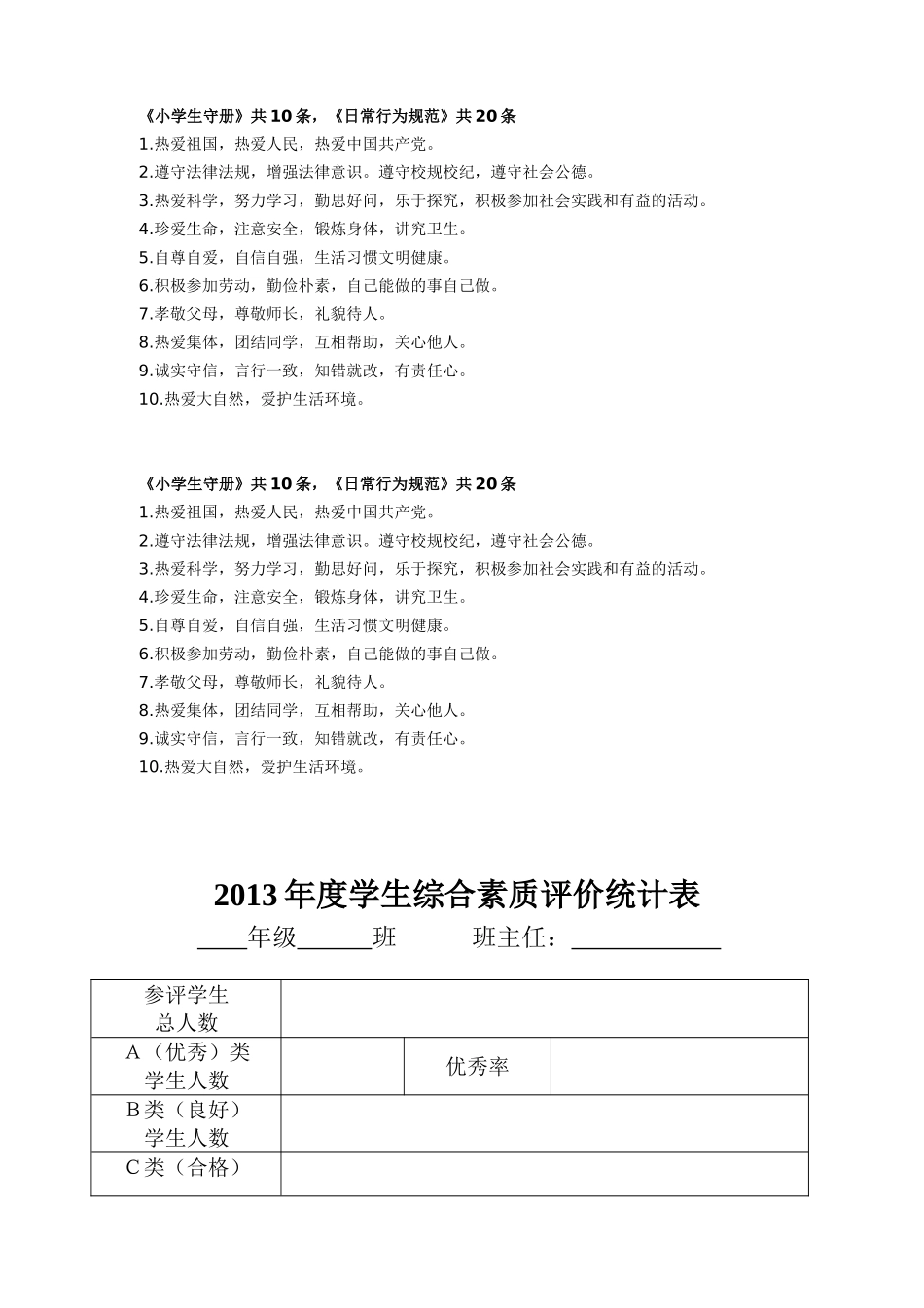 三多亭小学学生综合素质评价表_第3页