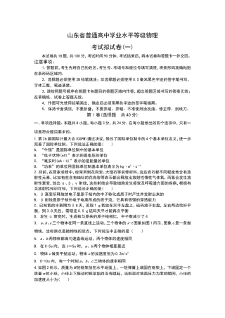 山东省普通高中学业水平等级物理模拟试卷