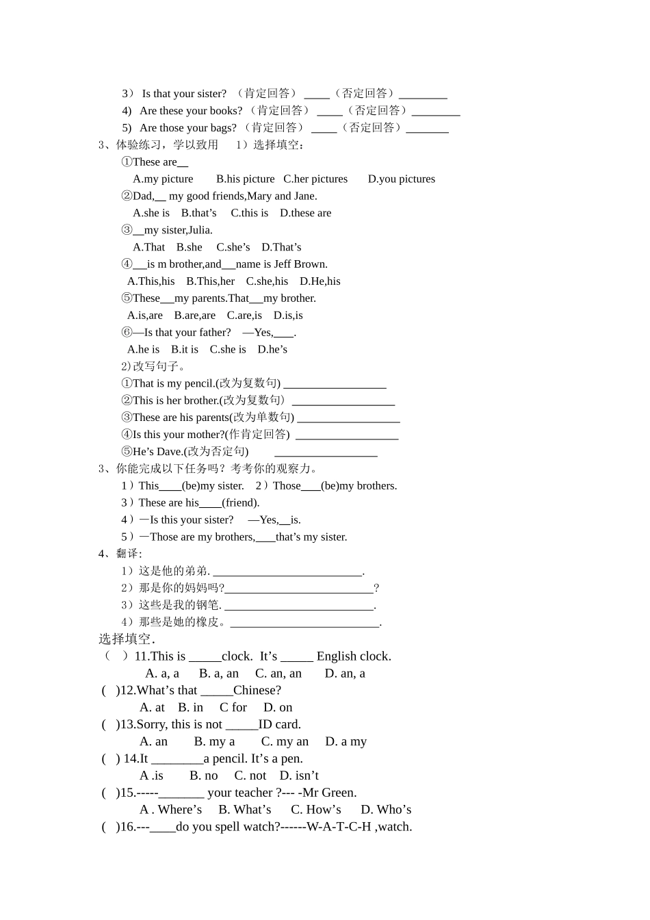 指示代词英语语法练习_第2页