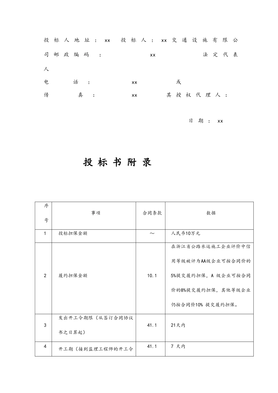 xx道xxxx至xx段公路改建项目交通安全设施工程投标书_第3页