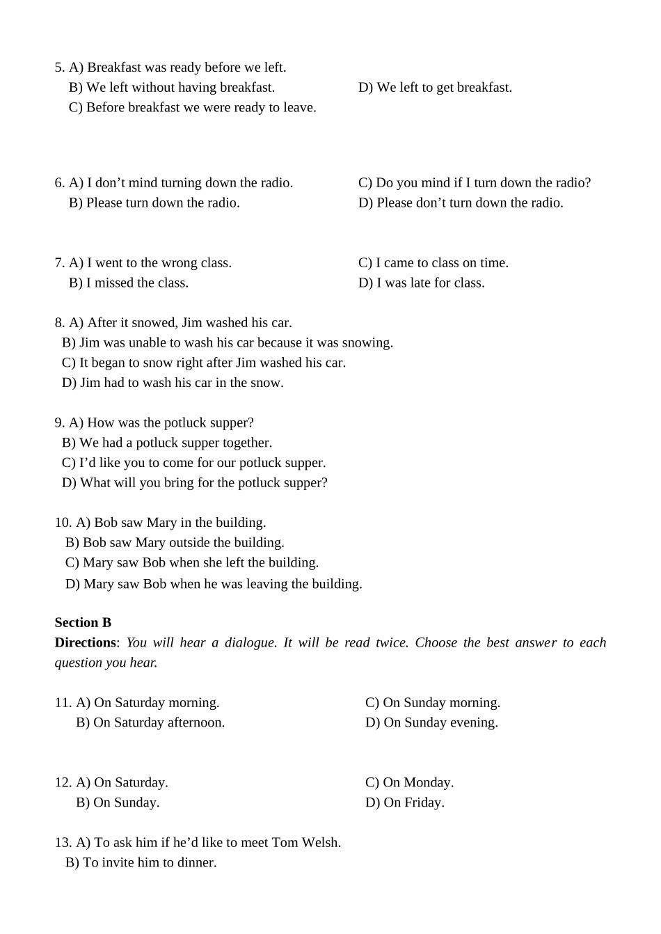 大学英语 学年 第1 学期 期末考试试卷（A卷）_第2页