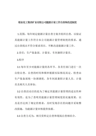 煤业化工集团矿业有限公司能源计量工作自查和改进制度