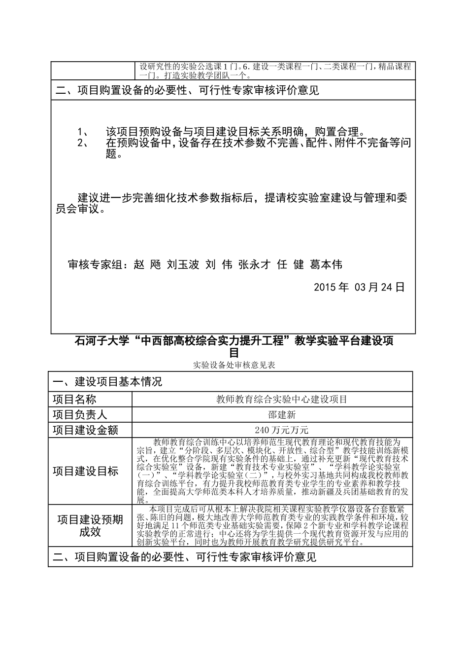 经济与管理教学实验中心建设项目实验设备处审核意见表_第3页