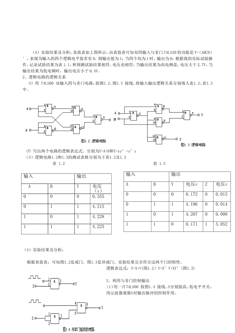 门电路逻辑功能及测试实验报告_第2页