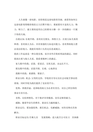 空中乘务专业大一新生职业生涯规划