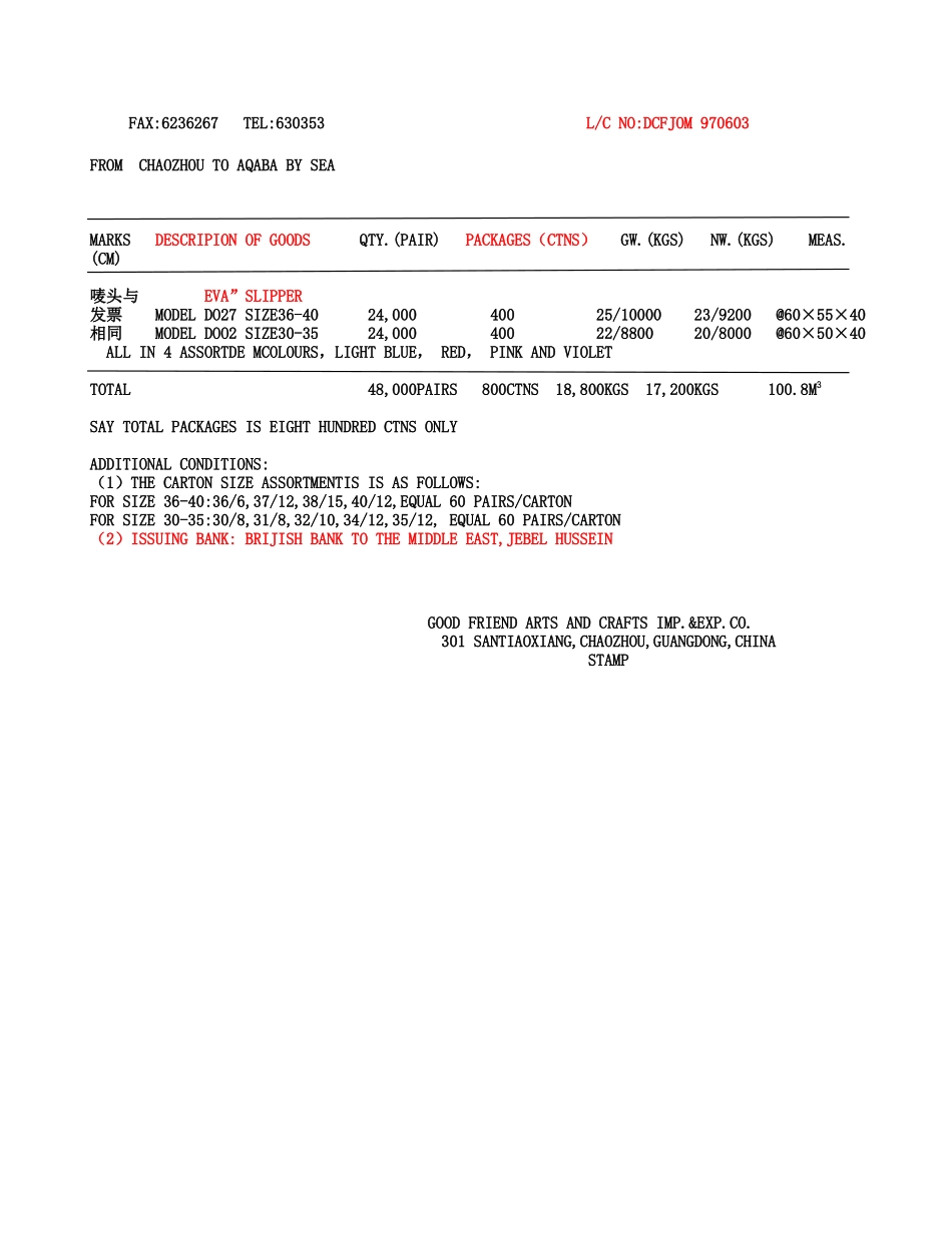 实训3：包装单据 根据所给销售合同制作装箱单_第3页