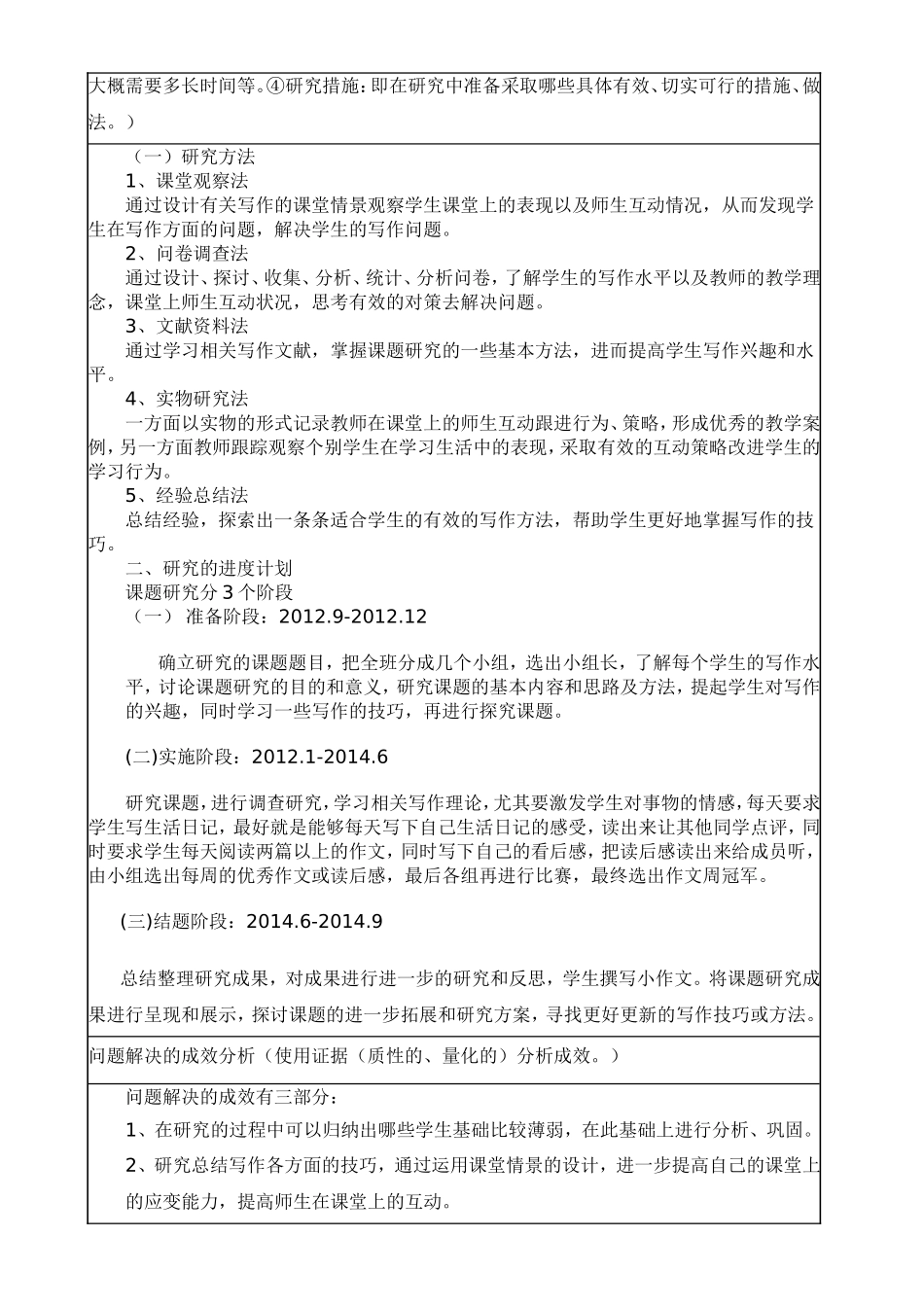 如何提高学生的写作水平小课题研究申报表_第2页