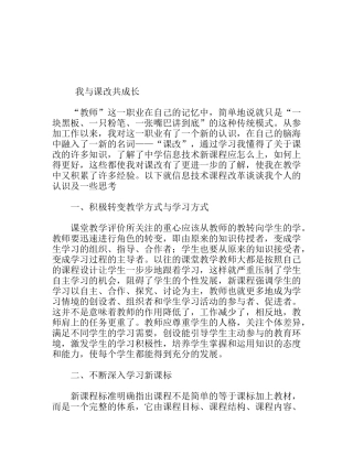 我与课改共成长  教学感悟
