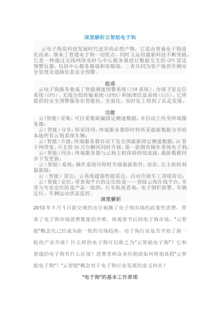 深度解析云智能电子狗