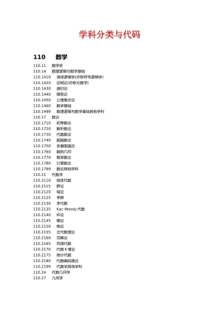 学科分类与代码