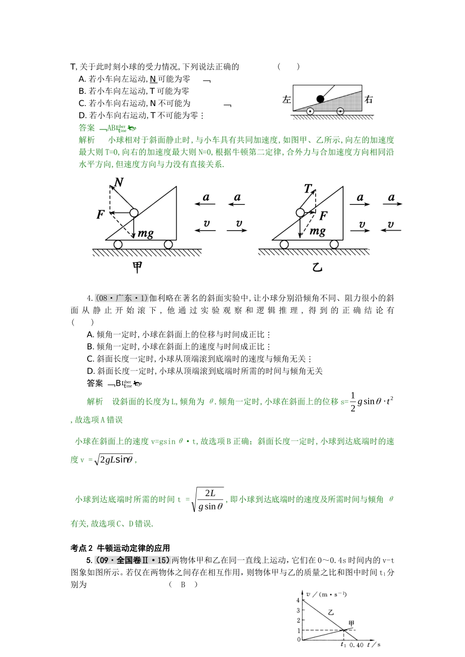 五年高考三年联考绝对突破系列新课标第03单元 牛顿运动定律 测试题_第2页