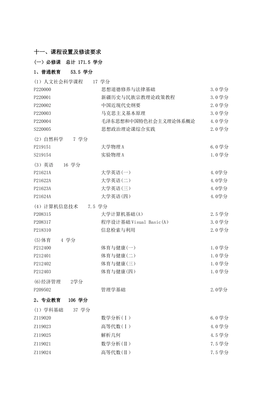 数学与应用数学专业本科培养方案(师范类）_第3页
