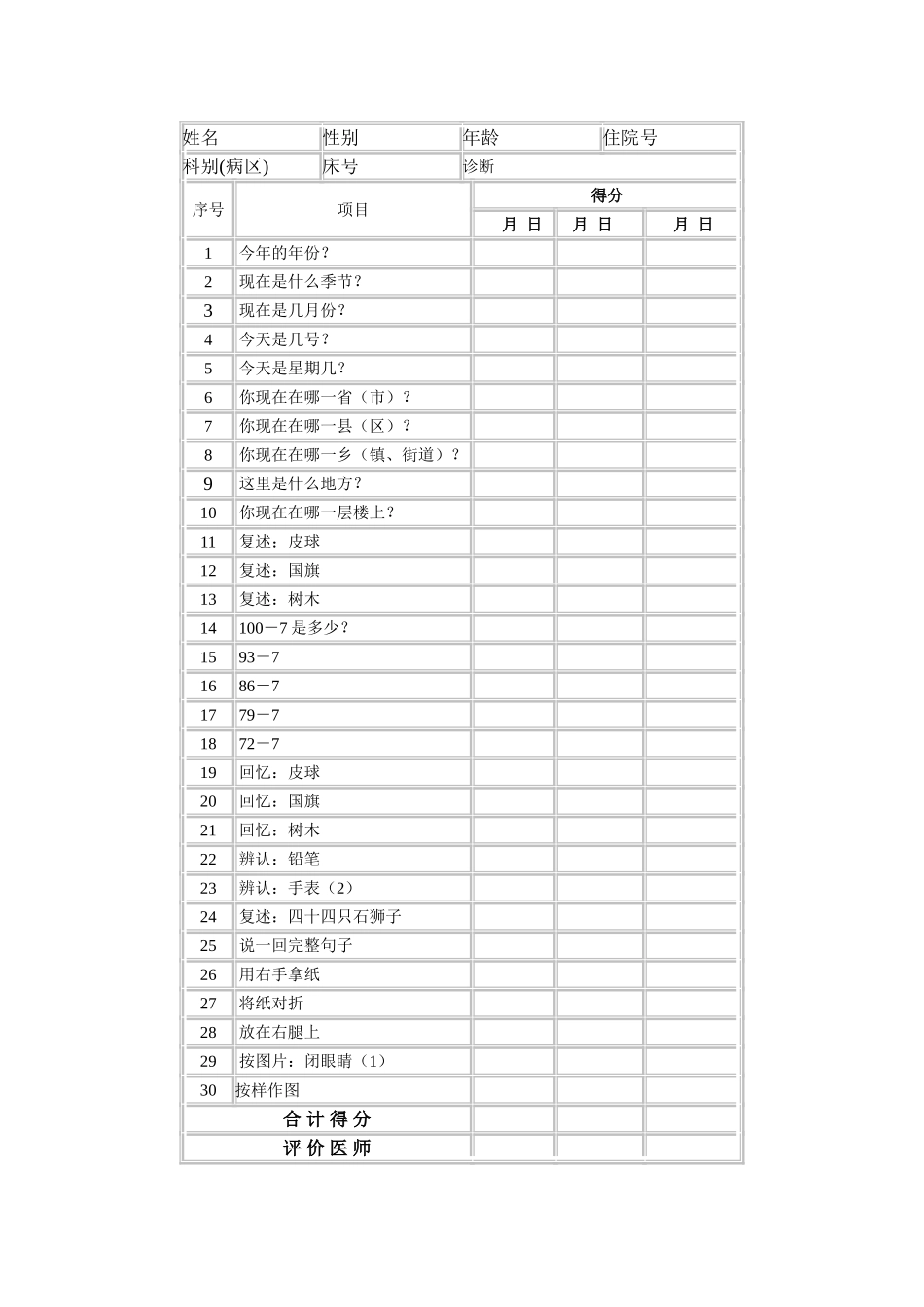 苏州高新区人民医院阶段性康复治疗评估记录单_第3页