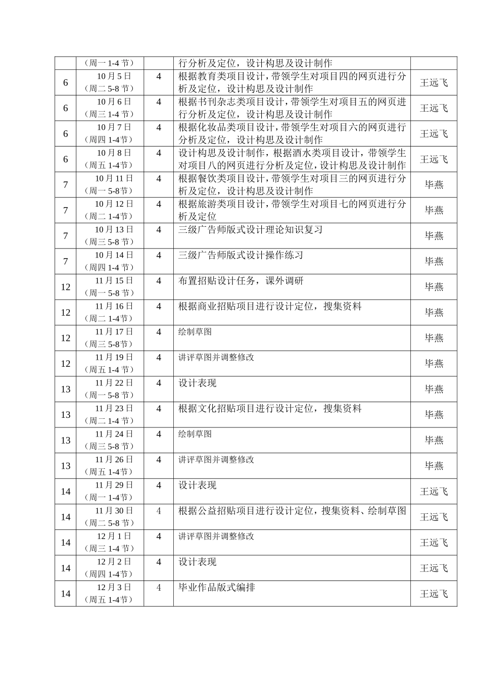 学年第一学期广告设计与制作专业教学进度计划表_第2页