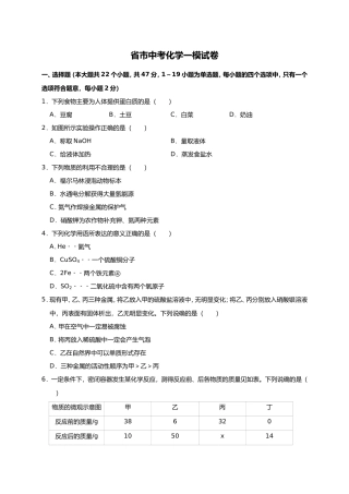 省市中考化学一模试卷