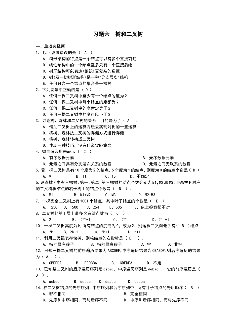 习题六树和二叉树_第1页
