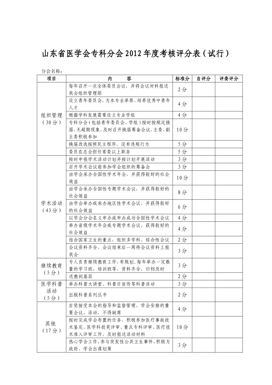 省医学会专科分会考核评价管理办法_第3页