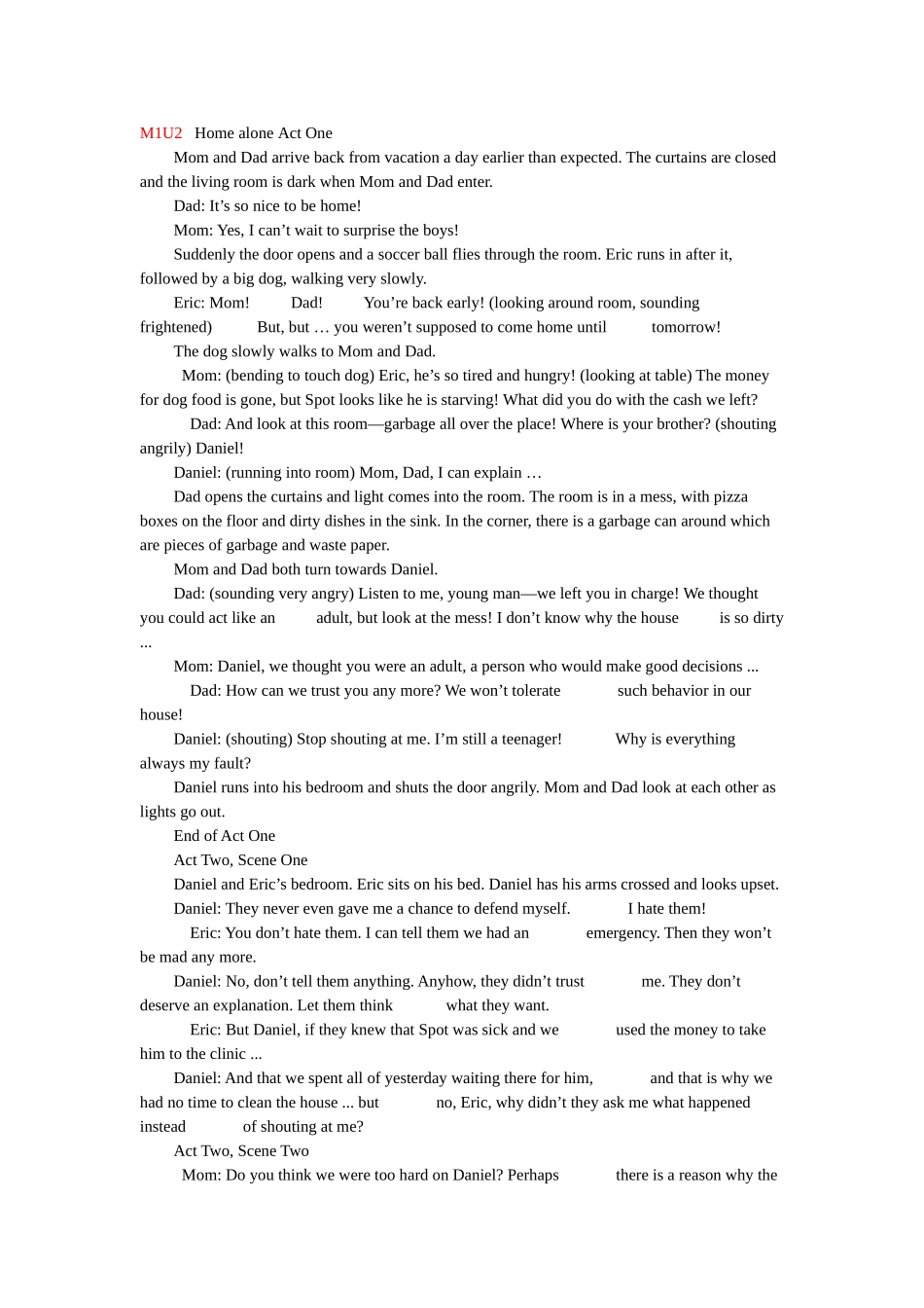 小鬼当家 英语话剧剧本_第1页