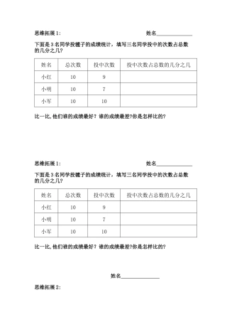 思维拓展分数测试题