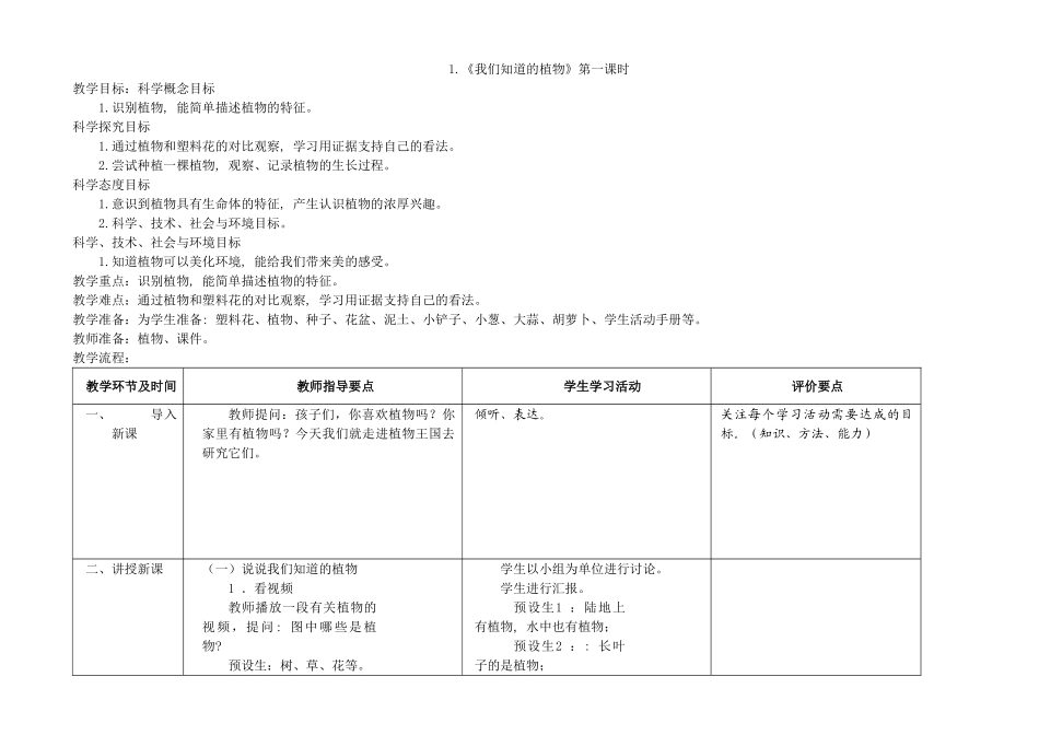 学年度上学期一年级科学教学进度表_第2页