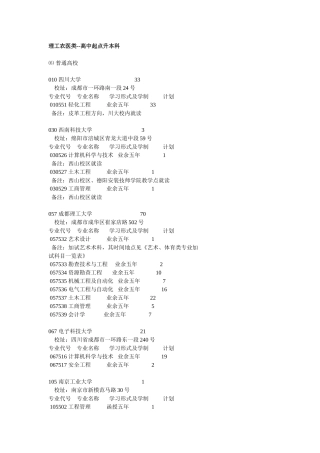 四、理工农医类--高中起点升本科