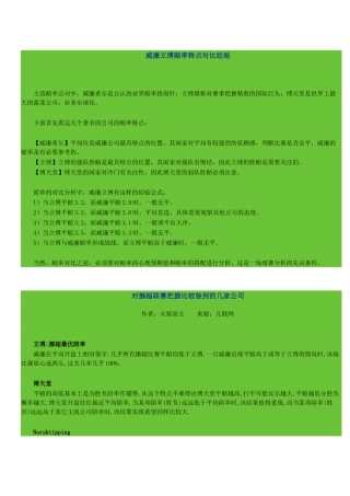 威廉立博赔率特点对比经验