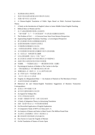 英语专业毕业论文题目