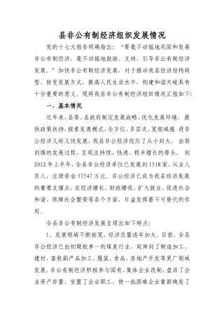 县非公有制经济组织发展情况