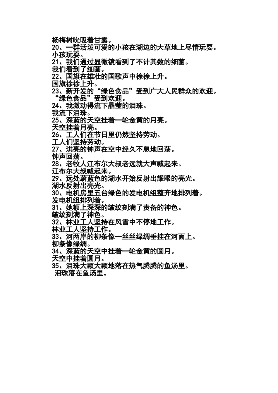 语文缩句练习_第2页